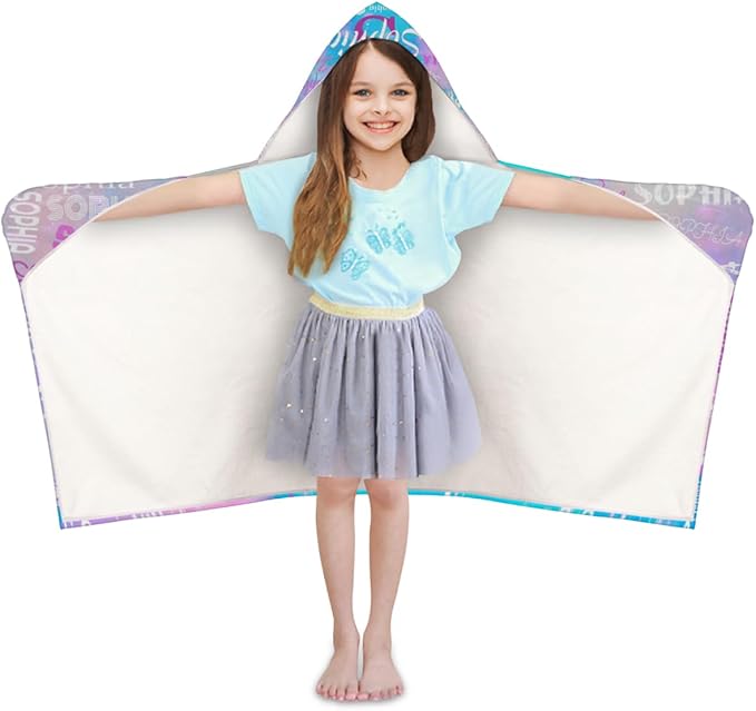 Personalized Hooded Kids Beach Towels - Toddler Bath Towel Girls Boys Swim Cover-ups for Children Pool Towels Lightweight Soft Beach Poncho 24x50IN, Watercolor Pink Blue Galaxy