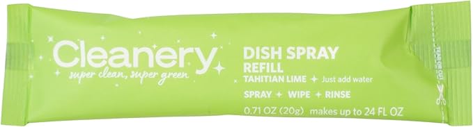 Dish Spray Cleaner Powder Concentrate Refills 4 Pack, Makes 24 fl oz Each, Tahitian Lime