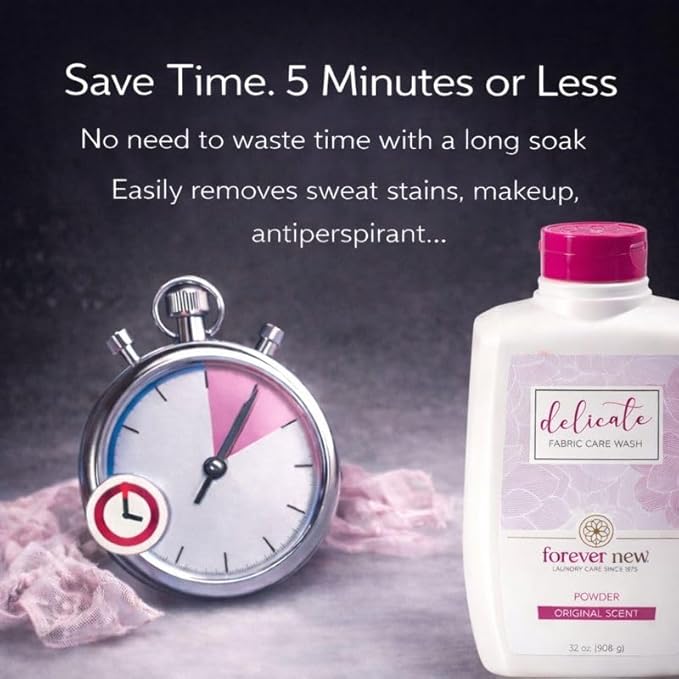 FOREVER NEW Delicate Hypoallergenic Laundry Detergent Liquid - 100 to 128 Large Loads - Gentle washing detergent for Silk, Cashmere, Bra, Undergarments, Wool etc. - Original Scented - 32oz (2pack)