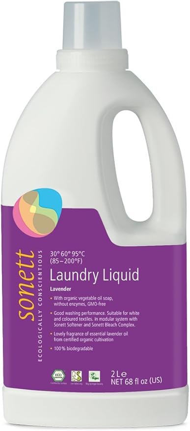 Sonett Organic Laundry Liquid Detergents Soap All Textiles (Lavender, 1 Count) Certified Organically Grown