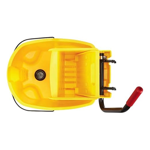 Rubbermaid Commercial Products WaveBrake 44 QT Side-Press Mop Bucket and Wringer Combo on Wheels with Foot Drain Yellow for Heavy-Duty Floor Cleaning