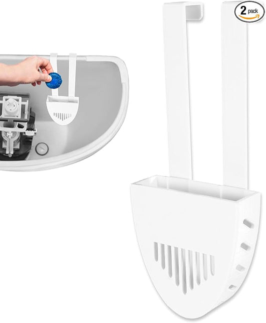 2 Sets Toilet Tank Tablet Holder, Hanging Toilet Bowl Carrier Hook Tablet Holder Hanger Bracket Caddy Avoids Dissolved from Polluting Water Tank Cleaning