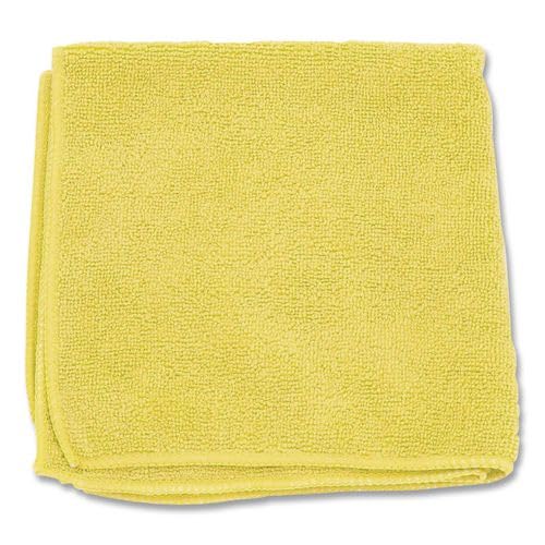 Boardwalk Microfiber Cleaning Cloths, 12-Pack, Yellow, 12" Square, Superior Absorption, Washable, Lint & Streak Free, Used Wet Or Dry