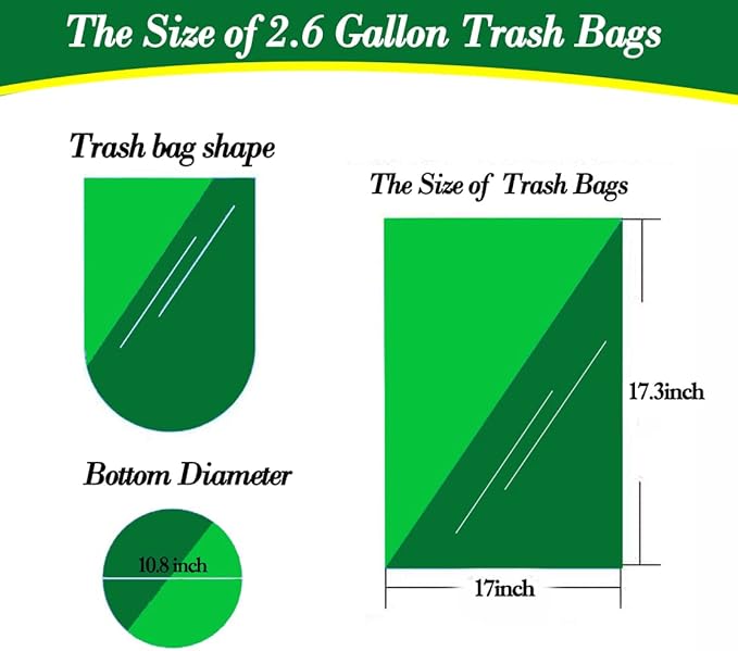 2.5 Gallon 120 pcs(2.5-2.6 Gal) Small Clear Trash Bags, Strong 2.5 Gallon 2.6 Gallon Garbage Bags, Bathroom Trash Can Bin Liners,Mini Bags Waste Basket Liner,Fit 6-10 Liter, 2.5-2.6 Gal (2.5C120)