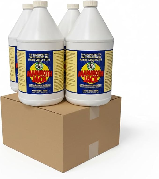 Mammoth Jack Industrial Odor Eliminator & Waste Digestant – Bio-Enzymatic Cleaner for Dumpsters, Garbage Trucks, Drains, Sewage Systems, Bilge & Kennels - 1 Case (4 × 1-Gallon Jugs)