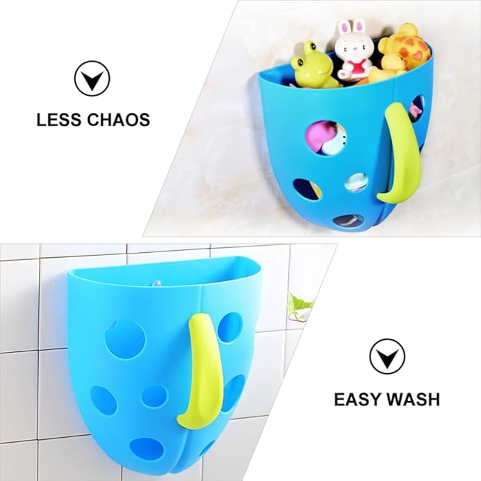 SUPVOX Wall-Mounted Bath Toy Organizer with Suction Cups Storage Pouch for Easy Cleanup and Quick Drying for Bathroom and Play Areas