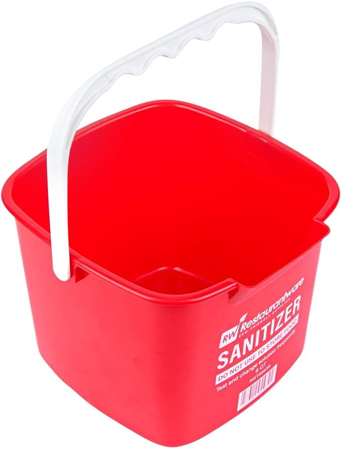Restaurantware RW Clean 8 Quart Cleaning Bucket 1 Detergent Square Bucket - With Measurements Built-In Spout And Handle Red Plastic Utility Bucket For Home Or Commercial Use