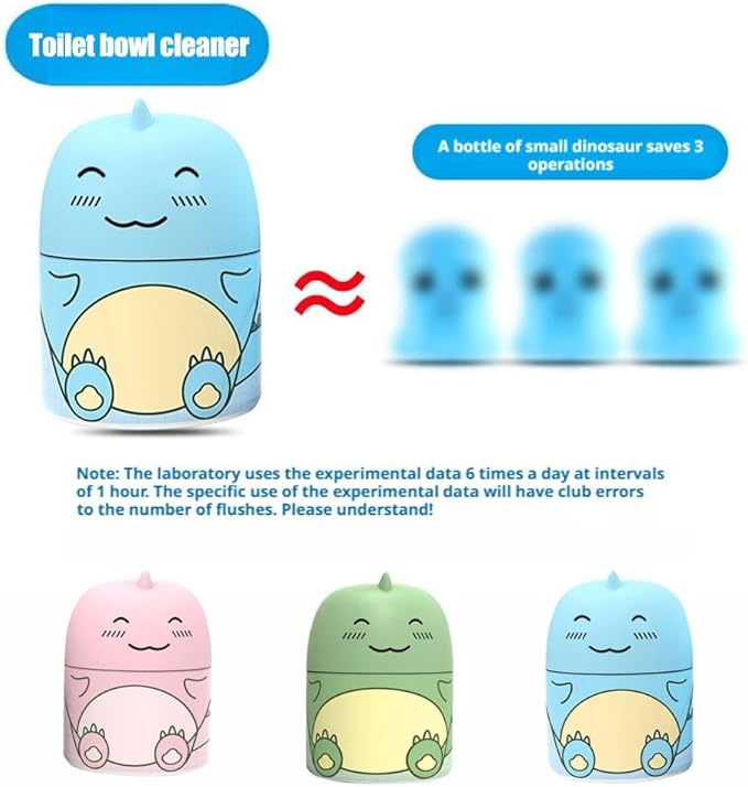 Cute Dinosaur-Shaped Toilet Bowl Cleaner Bottle,Automatic Bathroom Toilet Tank Cleaner with Carrying Rope,Three Fragrances,Ocean Jasmine Peach for 90 days,Easy to Use Leaving Fresh Scent (Blue+Green)
