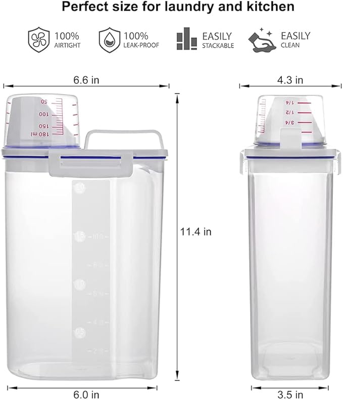 Laundry Detergent Dispenser - 70oz Scent Booster Beads Dispenser with Lids, Suitable for Laundry Beads, Oatmeal, Pet Food
