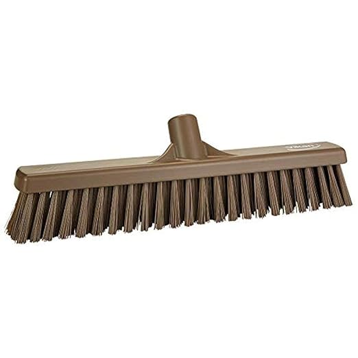 Vikan 317466 Broom,Push,Soft/Stiff,16.5",PP/PBT,Brown