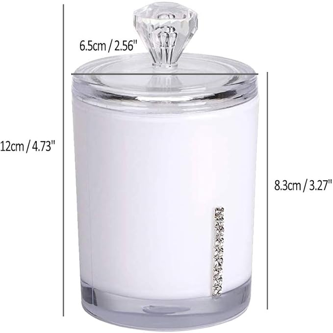 Defover Cotton Swabs Holder Makeup Organization, 2 Pack Acrylic Storage Containers, Bathroom Jar for Cotton Ball, Cotton Swab, Q-Tips