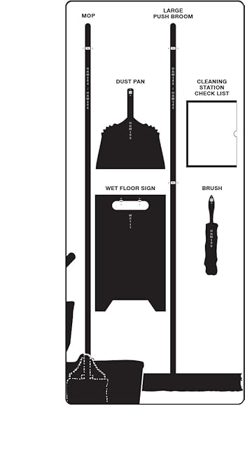 Accuform Clean & Mop Store-Board, White/Black Shadow Board, 68"H x 30"W, Accu-Shield, PSB109WTBK