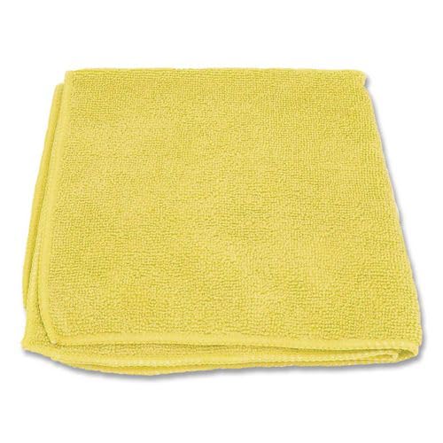 Boardwalk Microfiber Cleaning Cloths, 12-Pack, Yellow, 12" Square, Superior Absorption, Washable, Lint & Streak Free, Used Wet Or Dry