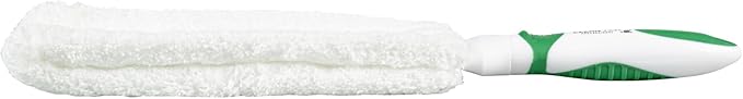 Restaurantware Duster 50 Pack of 14.7 x 3.4 x 1.1 Inch Cotton Duster Washable Multipurpose Cleaning Tool Non-Slip Handle Green and White Dust Remover Tool