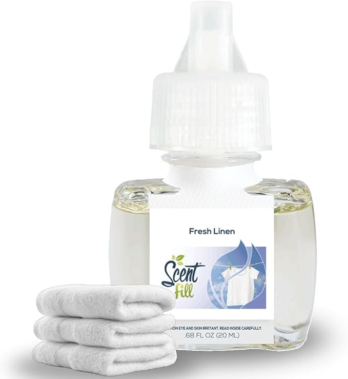 Scent Fill Fresh Linen Plug in Air Freshener, 4 Scented Oil Refills