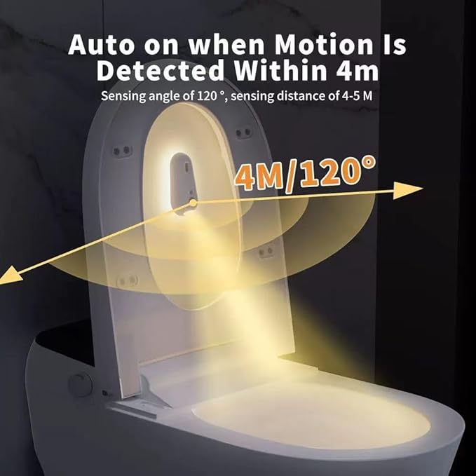 Self Cleaning Toilet Light with Night Light, Motion Sensor & Multi-Color Mode, Rechargeable, 3 Brightness Levels, Adhesive Mount, Splash-Proof for Bathroom, Great Gift for Kids Elderly Family