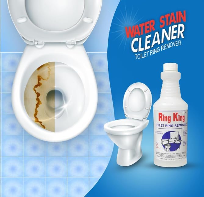 Ring King Toilet Ring Remover, 32 oz, with flip-top applicator – Heavy-duty for rust, hard water, and mineral stains in toilets. Restores severely stained bowls with powerful cleaning capabilities.