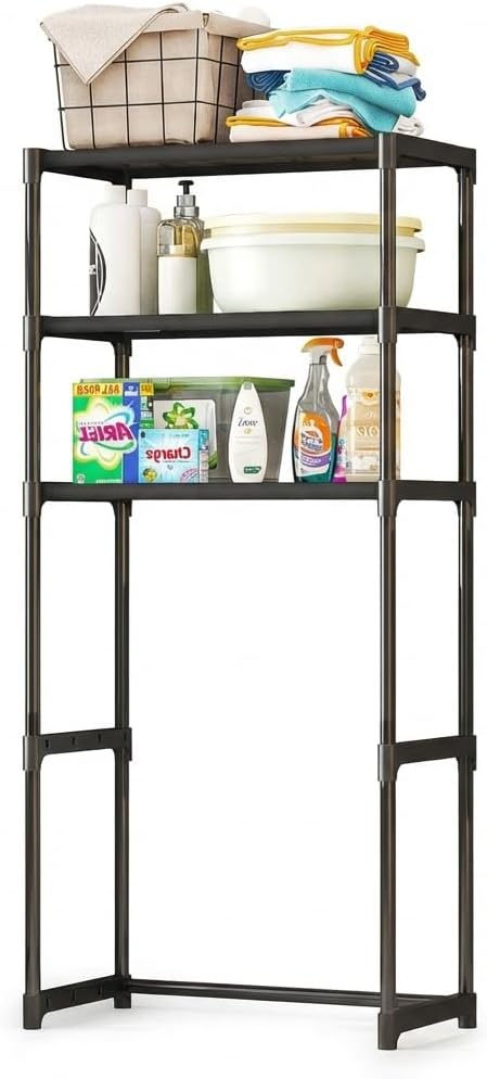 3-Tier Over the Toilet Storage, Metal Bathroom Shelve, Over Toilet Bathroom Organizer Storage Rack, Space Saver Freestanding Shelf for Restroom Laundry Balcony Room
