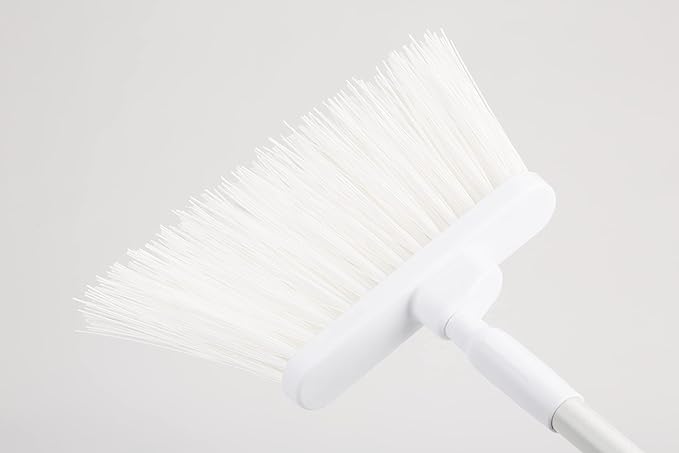 SPARTA 41083EC02 Plastic Color Coded Broom, Unflagged Bristles, Long Broom With Angled Head For Small Debris Cleaning, 56 Inches, White, (Pack of 12)