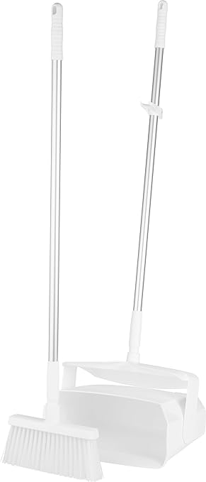 Remco - A Vikan Company 62505 Lobby Dustpan with Broom, Polypropylene/Polyester/Aluminum, 7" X 14" Bin, 37" Handle, White
