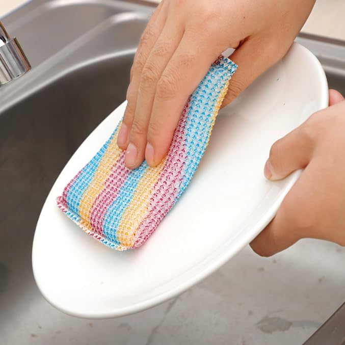 Cleaning Scrub Pad Long-Lasting and Reusable Dishwashing Sponge,All-Purpose Scouring Pads Sponge for Kitchen,Bathroom (4 pcs)