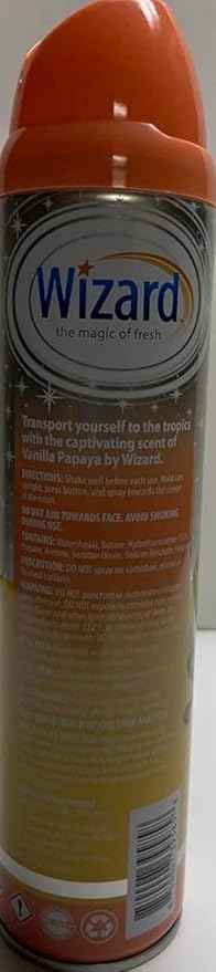 Wizard The Magic of Fresh | Odor Neutralizer & Air Freshener - 10 Oz. Vanilla papaya (Pack of 6) (Packaging May Vary)