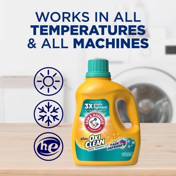ARM & HAMMER Plus OxiClean Fade Defense, 77 Loads Liquid Laundry Detergent, 100.5 Floz