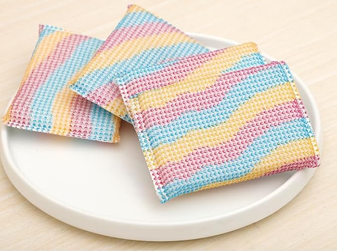 Cleaning Scrub Pad Long-Lasting and Reusable Dishwashing Sponge,All-Purpose Scouring Pads Sponge for Kitchen,Bathroom (4 pcs)