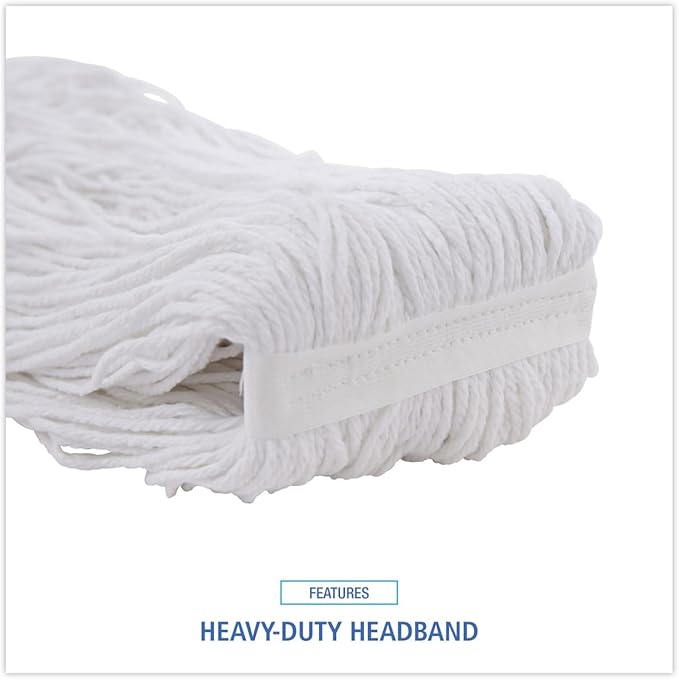 Boardwalk Pro Loop Web/Tailband Wet Mop Head, Rayon, #24 Size, White, 12/Carton