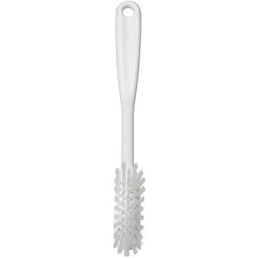 Vikan - Fine Dish Brush - Heavy-Duty, Narrow, Slip-Resistant Cleaning Brush, Polypropylene, Polyester Bristle, 11 Inch, White, (42875)