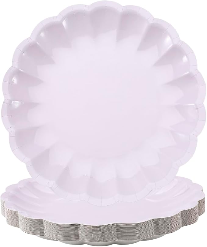 BHHQHH 50Pcs Disposable Scalloped Paper Plates 9 Inch Shell Edge Dinner Paper Plates for Wedding Baby Shower Birthday Party Bridal Party Decorations (Pink)