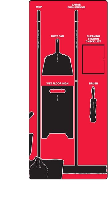 Accuform Clean & Mop Store-Board, Red/Black Shadow Board, 68"H x 30"W, Accu-Shield, PSB109RDBK