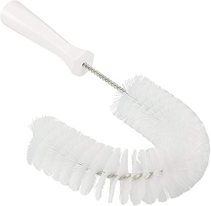 Vikan 53725 Hook Brush - 14.17-Inch Curved BPA-Free Pipe, Tube, and Gutter Cleaner, Compatible with Vikan Extension Poles, White