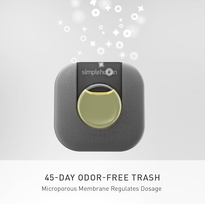 simplehuman Odorsorb® Pod Starter Pack, Trash Can Odor Eliminator with Plant-Based Oils, 45-Day Continuous Odor Control, No Harsh Chemicals or Cover Scents, Includes Pod Holder and 2 Pods