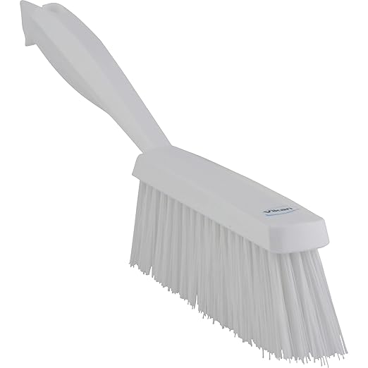 Vikan 45895 Bench Cleaning Brush, Polypropylene/Polyester Medium Bristle Dustpan Brush & Sweeper, 14 Inch, White