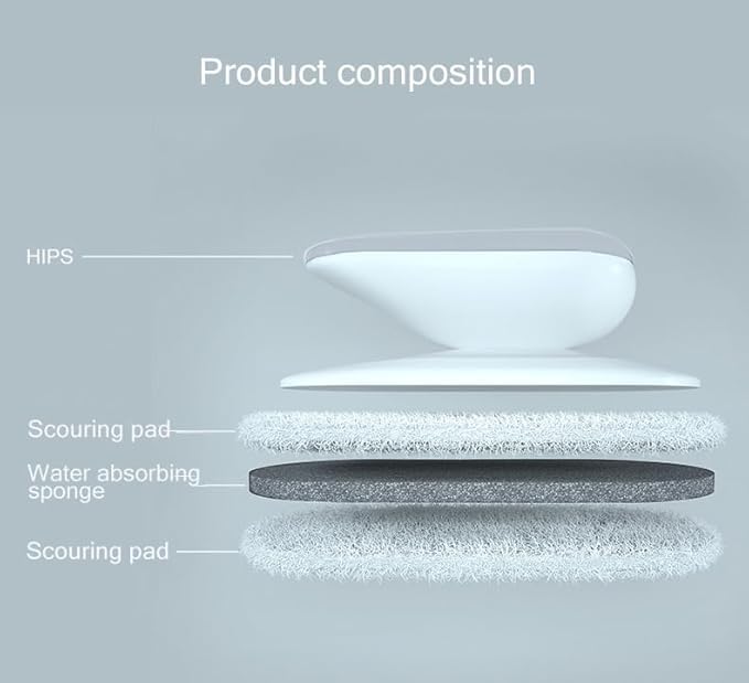 No-Scratch Scouring Pad Brush Whit Comfortable Handle,Cleaning Brush for Kitchen Bathroom Bathtub Toilet Swiming Pool,Dish Brush,Sponge Cleaning Scrubber (Grey)