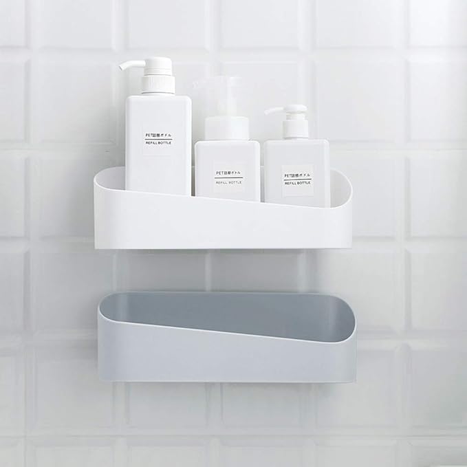 Eibo Adhesive Bathroom Shower Shelf Wall Mounted, No Drilling Shelf Wall Mounted, Removable Wall Organizer, Kitchen Storage Rack Wall Mounted