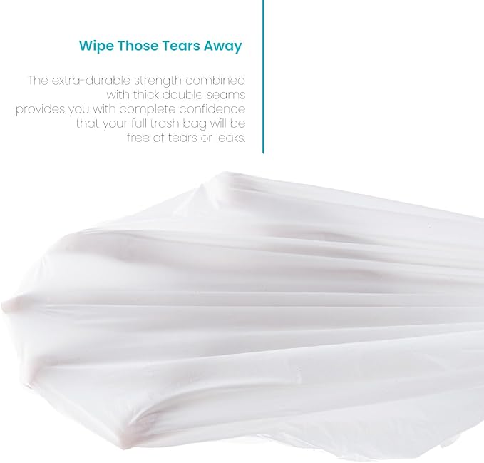 Home Zone Living 2-Pack 8 Gallon Kitchen Trash Bags with Drawstring Handles, Heavy Duty Custom Fit Design for Standard 30 Liter Kitchen Trash Cans, Code 30S, 60-Count