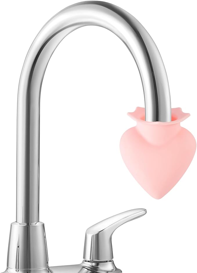 SiliFine 1 Pcs Tap Descaling Gadget for Limescale Removal Pink Heart Style Faucet Descaling Device, 1.18in