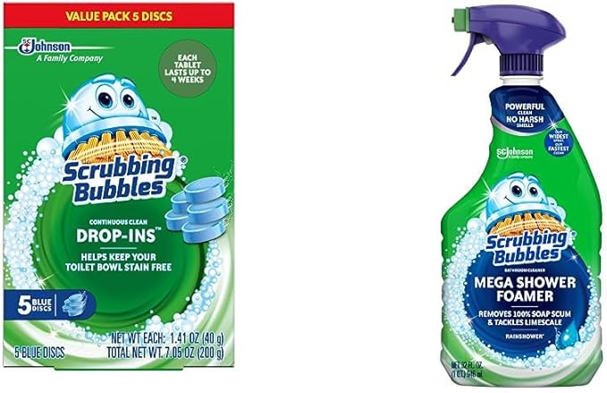 Scrubbing Bubbles Toilet Cleaning Bundle with Continuous Clean Tablets and Mega Shower Foamer Spray
