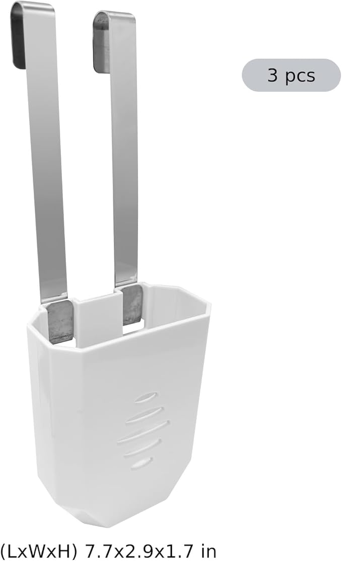 ZALIR 3 Pcs Toilet Tank Holders, White Plastic Hanging Toilet Tank Bracket with Stainless Steel Hook, Long-Lasting Rust-Resistant Carrier, Space-Saving Bathroom Organizer