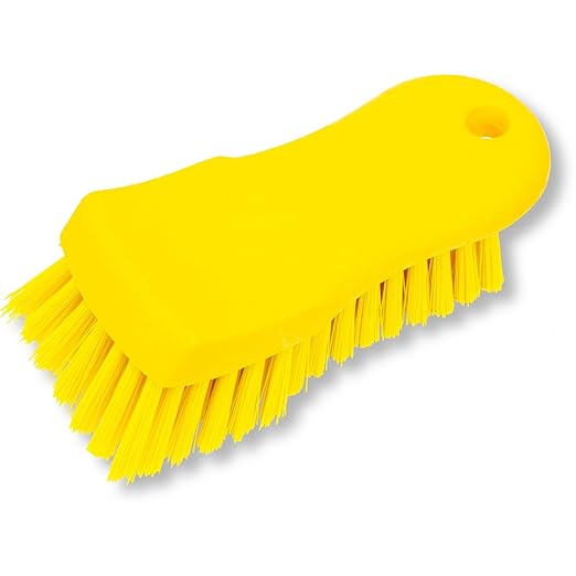 SPARTA Plastic Cutting Board Scrub Brush with Hanging Hole for Washing Cutting Boards, 6 Inches, Yellow, (Pack of 6)
