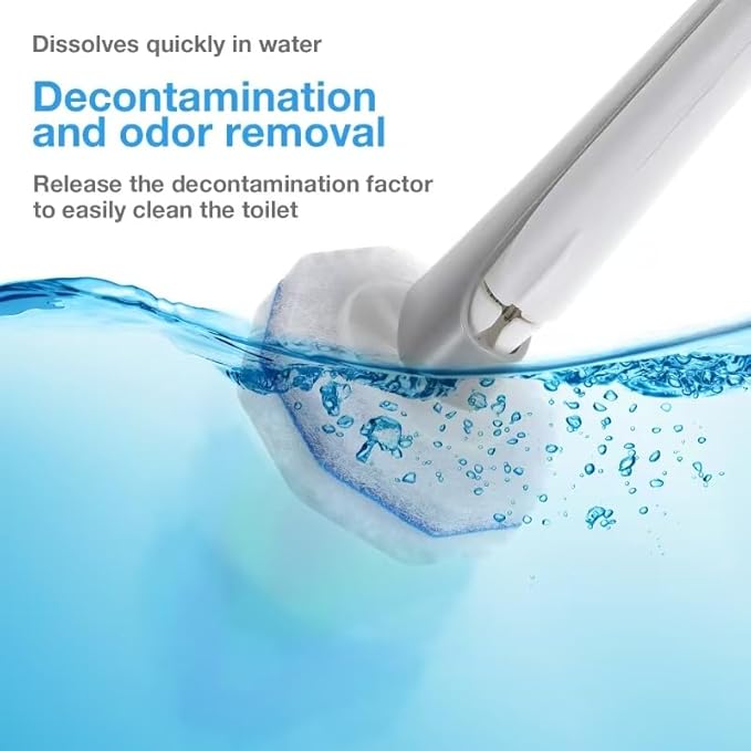 30 Ct Disposable Toilet Wand Refills, Toilet Bowl Cleaner Scrubbing Pads, Unscented Preloaded Refills, Compatible with Most Wand Handles