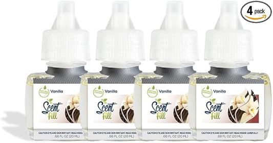 Scent Fill Vanilla Plug in Air Freshener, 4 Scented Oil Refills