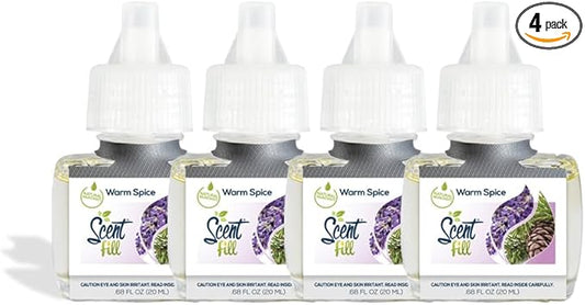 Scent Fill Warm Spice Plug in Air Freshener, 4 Scented Oil Refills