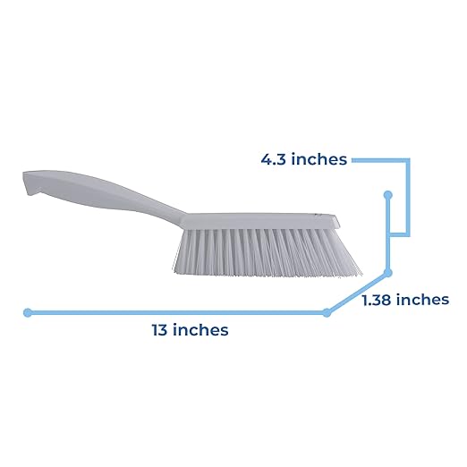 Vikan 45895 Bench Cleaning Brush, Polypropylene/Polyester Medium Bristle Dustpan Brush & Sweeper, 14 Inch, White