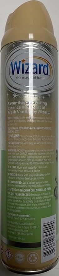 Wizard The Magic of Fresh | Odor Neutralizer & Air Freshener - 10 Oz. Fresh vanilla (Pack of 6) (Packaging May Vary)