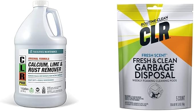 CLR PRO Calcium, Lime and Rust Remover (1 Gallon) Fresh & Clean Garbage Disposal Cleaner (5 Pods)