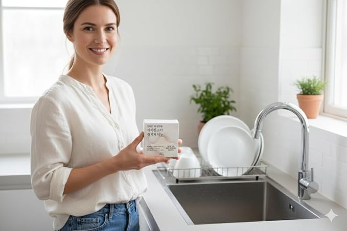 Baking Soda Dish Soap Bar 5.3 oz, Solid Dishwashing Soap for Grease Removal, Low-Residue Kitchen Cleaning Bar, Easy-Control Solid Soap for Dishes & Kitchen Surfaces