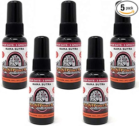 BluntPower (Kama Sutra, 5 Pack) Concentrated Air Freshener - Premium Oil Based Air Freshener Spray For Home and Car - Long-Lasting Bathroom Spray & Odor Eliminator